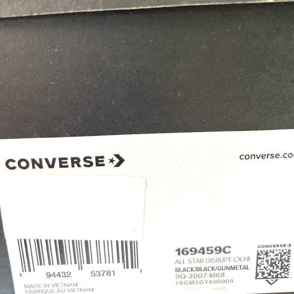 💖MEGA SALE💖Converse 169459C ALL STAR DISRUPT CX High Suede Canvas Black Women - Picture 13 of 13